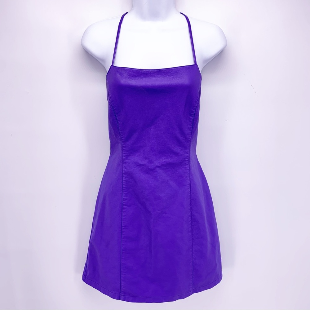 Glassons Purple Faux Leather Mini Dress Size 10